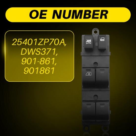 Window Switch For 07-19 Nissan Frontier Front Left Crew Cab Pickup Power Black A