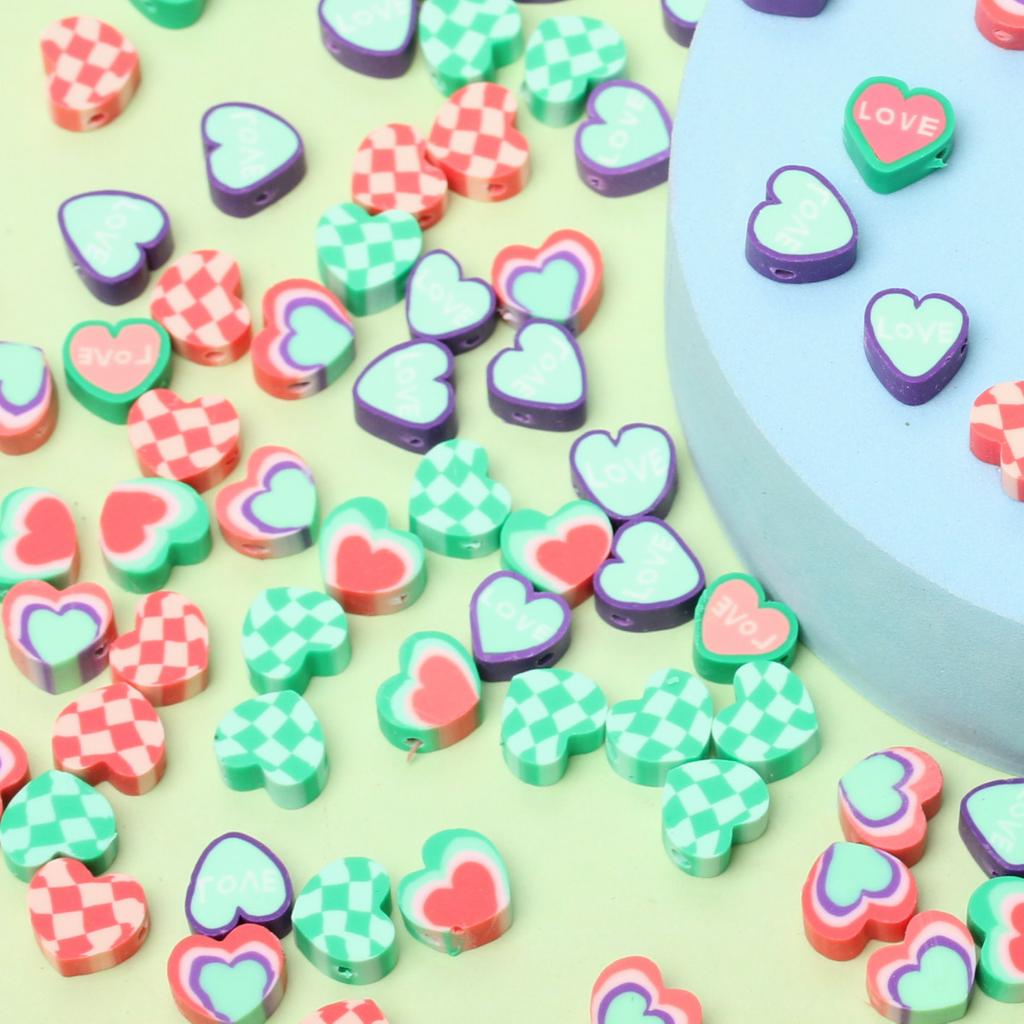 for Jewelry Making Loose Beads Creative Soft Pottery Love Mixed Beads Heart Shaped DIY Material 10pcs Decorations