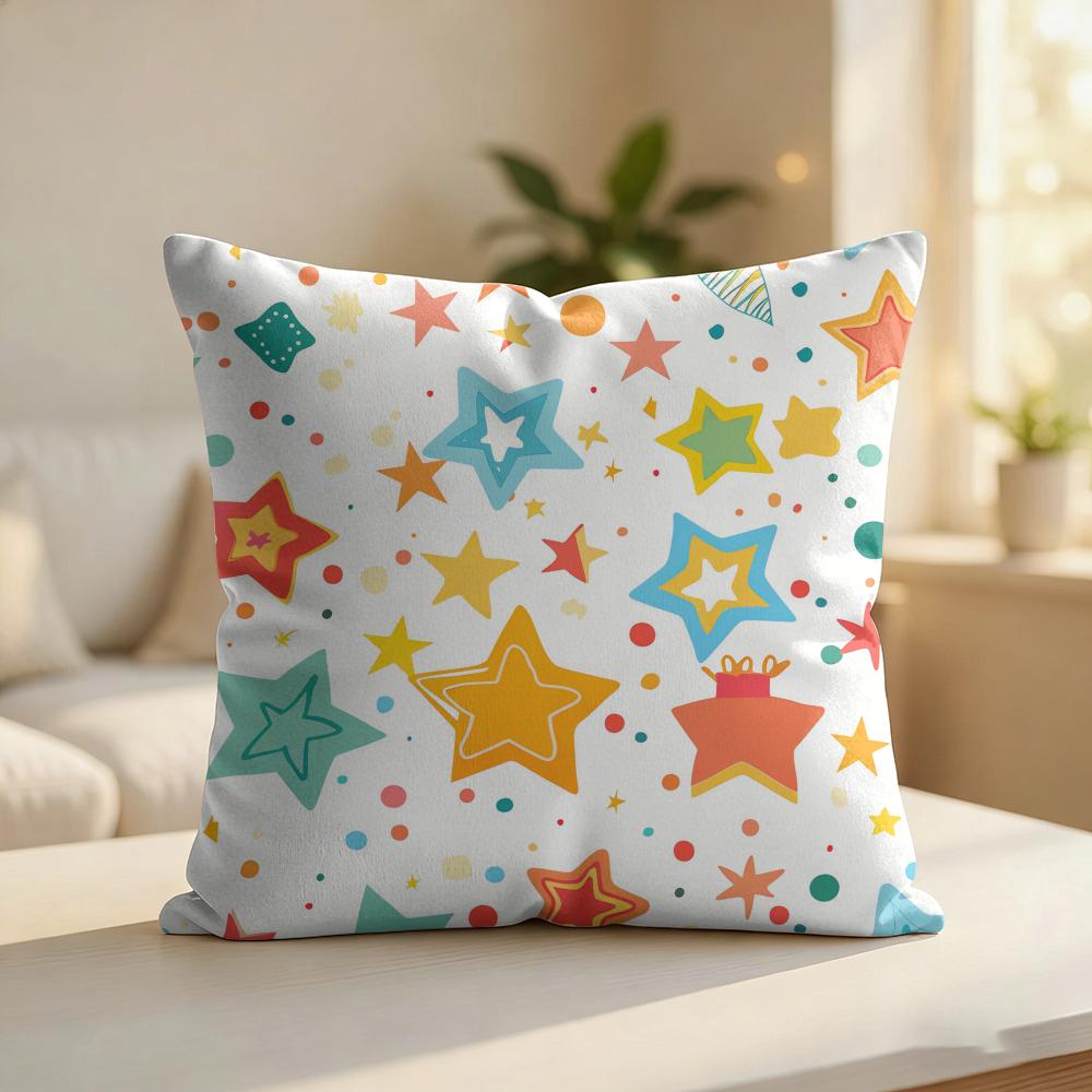 Star Speckled Pattern Cushion Cover Silky Short Plush Invisible Zipper Dustproof Sofa Pillow Case For Home Decor