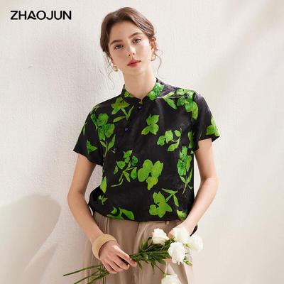 Zhaojun Neues Chinesisches Design Kurzarm-Oberteil aus Maulbeerseide