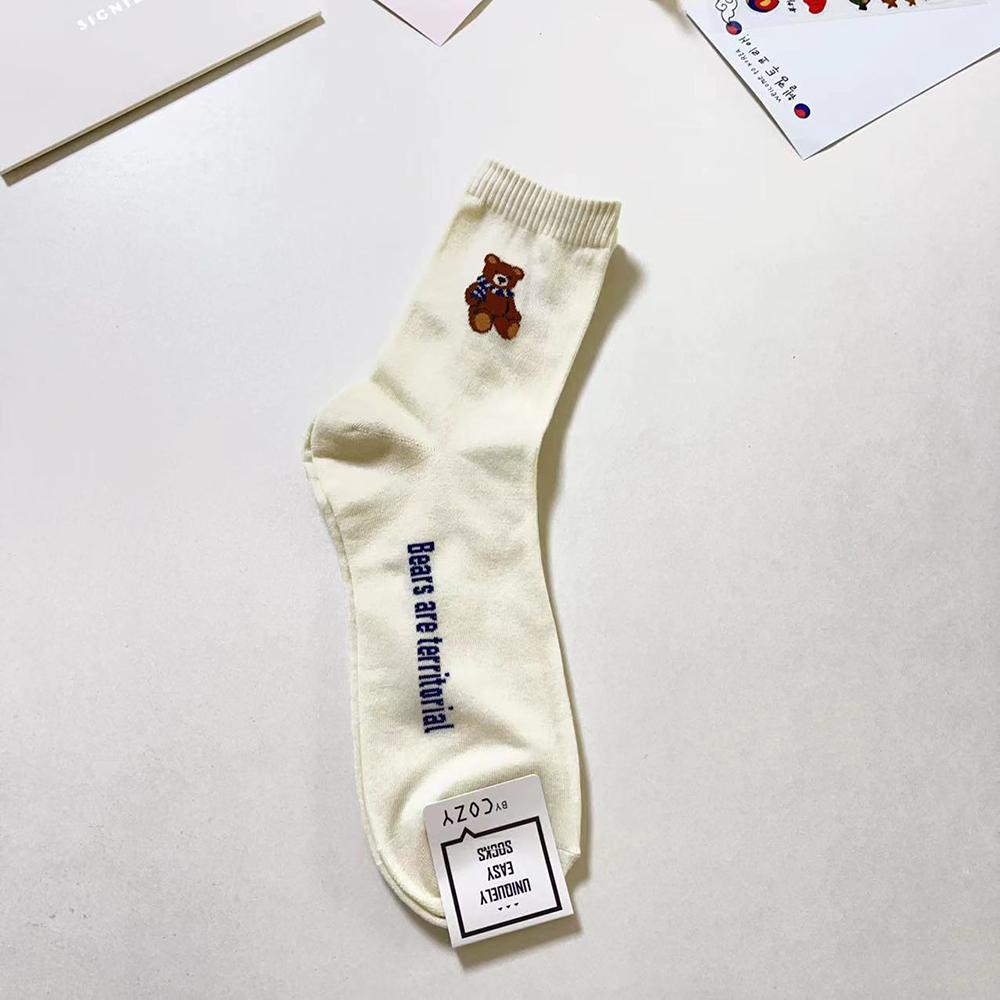 1 Pair Good Quality Cartoon Gentleman Bear Men's Socks Cotton Harajuku Skateboard Socks Novelty Breathable Sox Factory Direct
