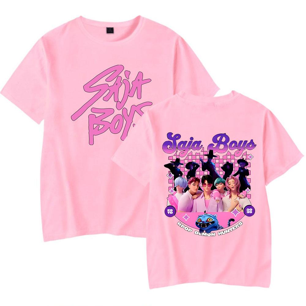 

Літня K-Pop Мисливець на демонів 2025 Новий фільм Хараджуку Круглий виріз Повсякденна Жіноча Чоловіча Хіп-хоп Ретро Модна Футболка Повсякденний Топ XXS рожевий