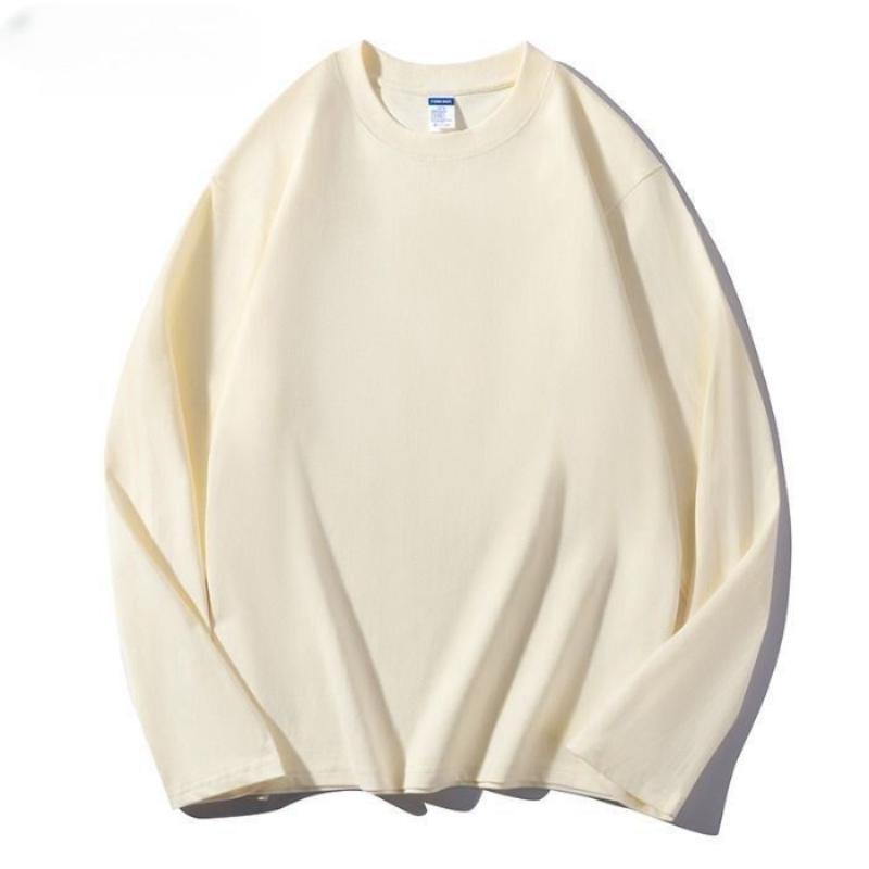 Men's Clothing T-Shirts Long Sleeve Autumn Round Neck Fashion New Comfortable Versatile Solid Color Black White