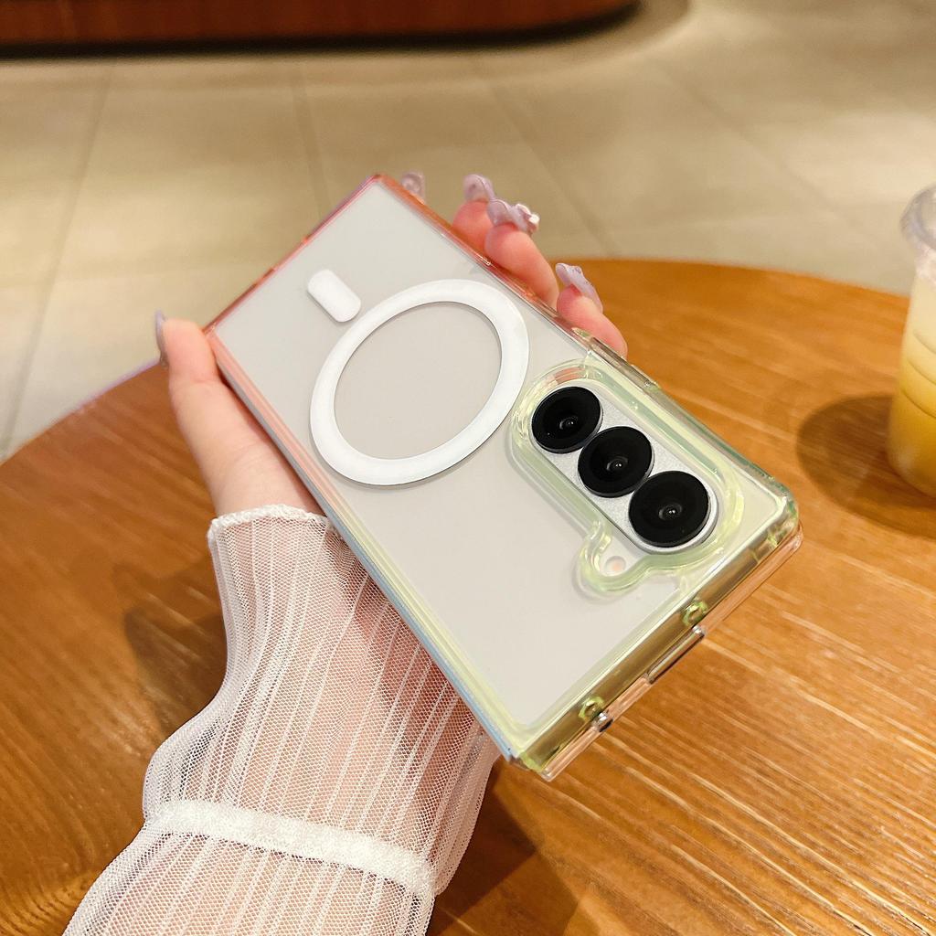 Samsung Foldable Z Flip7 Case: Gradient Transparent, Magnetic, Full Coverage, Drop-Proof