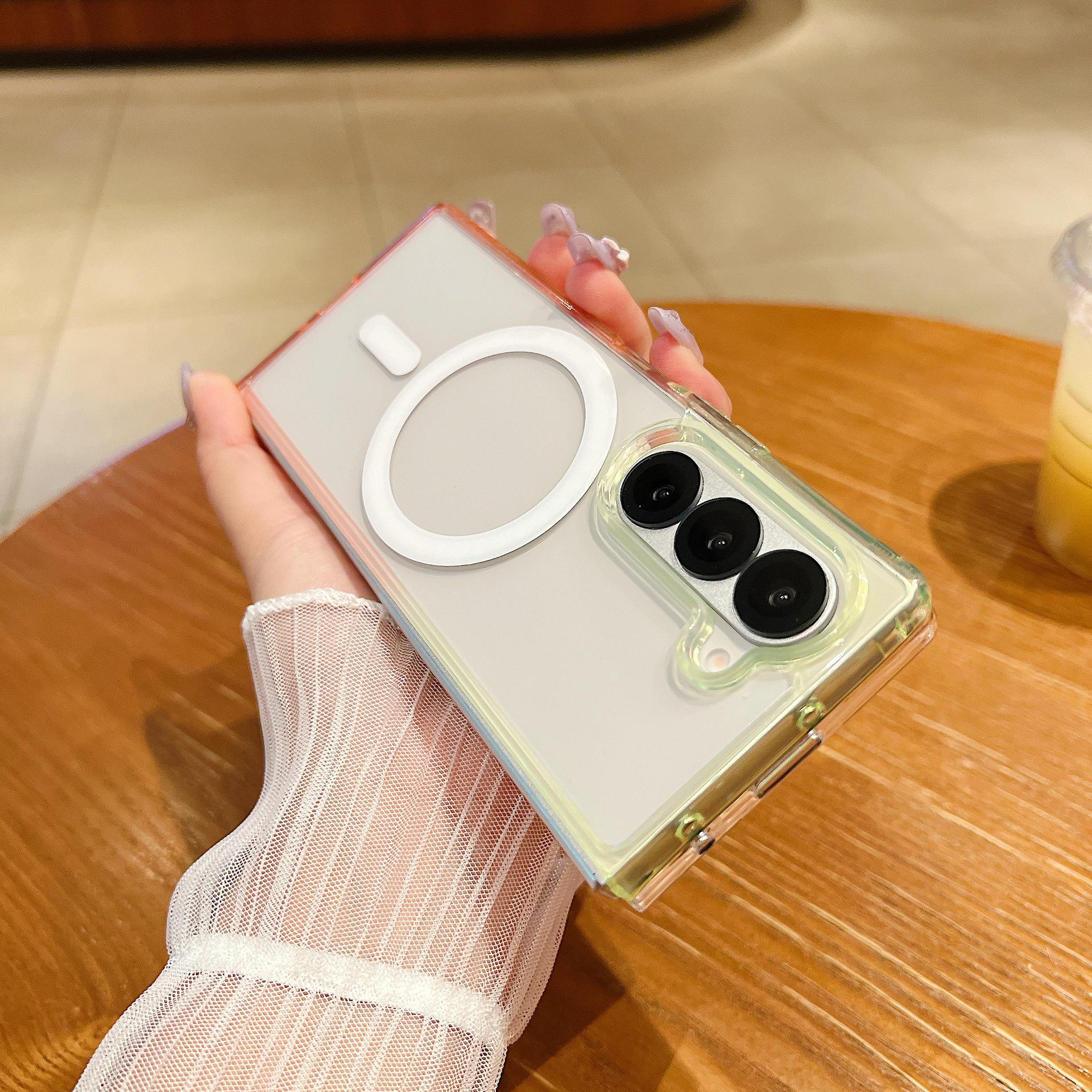 Samsung Foldable Z Flip7 Case: Gradient Transparent, Magnetic, Full Coverage, Drop-Proof ZFlip 6