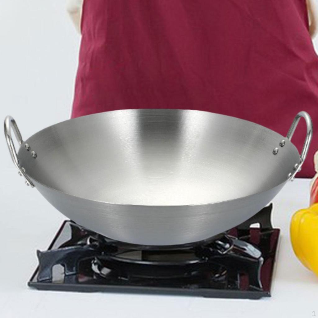 Durable Stainless Steel Wok with Handles for Cooking And Frying On Gas