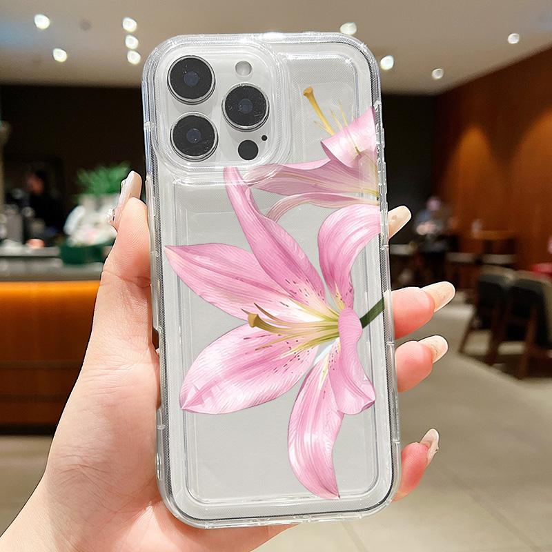 Lily Flower Pattern Phone Case For Samsung Galaxy S26 Ultra S25 S24 S23 S22 Plus S21 FE A14 A35 A55 A54 5G Soft Clear Cover