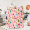 1pc Pink Christmas Blanket Christmas Tree Snowman Creative Blanket Warm And Cozy for Family And Friends At Christmas Christmas Hom