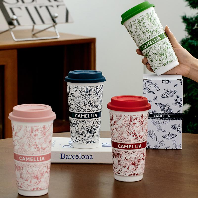 National Trend Style Ceramic Casual Cup Niche Design Cup Office Home Coffee Milk Cup Portable Cup