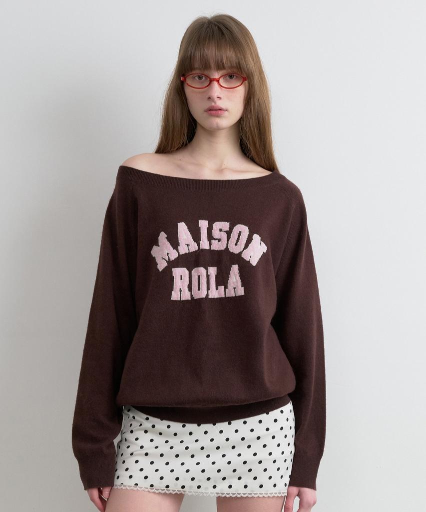 ROLAROLA Maison De Rola Campus Logo Knit Brown