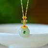 Hotan Jade S925 Silver Inlaid Safety Clasp Pendant for Women