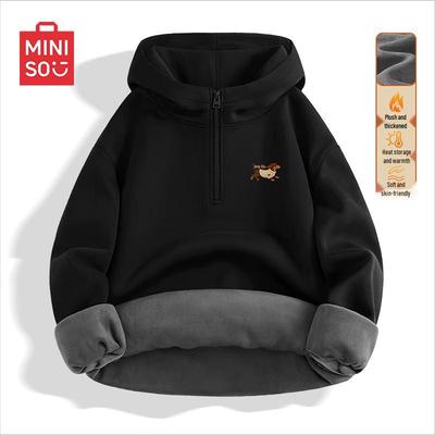 Men's Half-Zip Fleece Lined Hoodie with Dachshund Emblem
