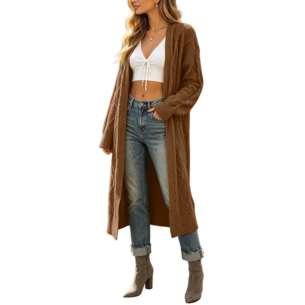 Women's Long Sleeve Knit Cardigan Open Front Casual Sweater