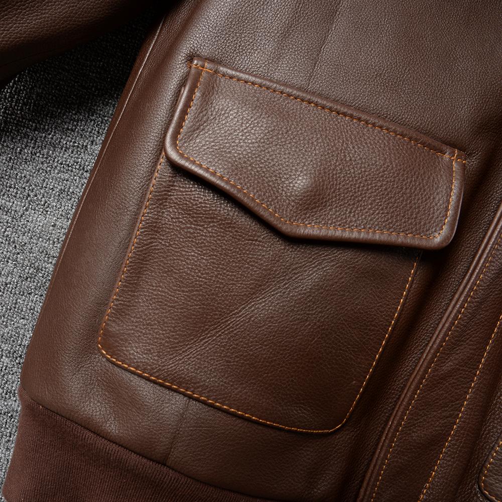 Men's Leather Jacket Genuine Cow A2 Flight Suit Man Aviator Bomber Coat Men Cow hide Leather Jackets Spring Autumn