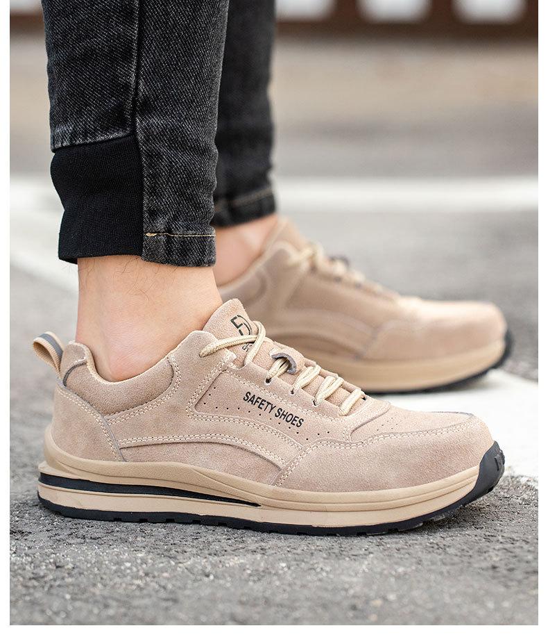 

Fashion labor insurance shoes men s anti-impact and anti-puncture shoes lightweight and breathable safety shoes 9 бежевий