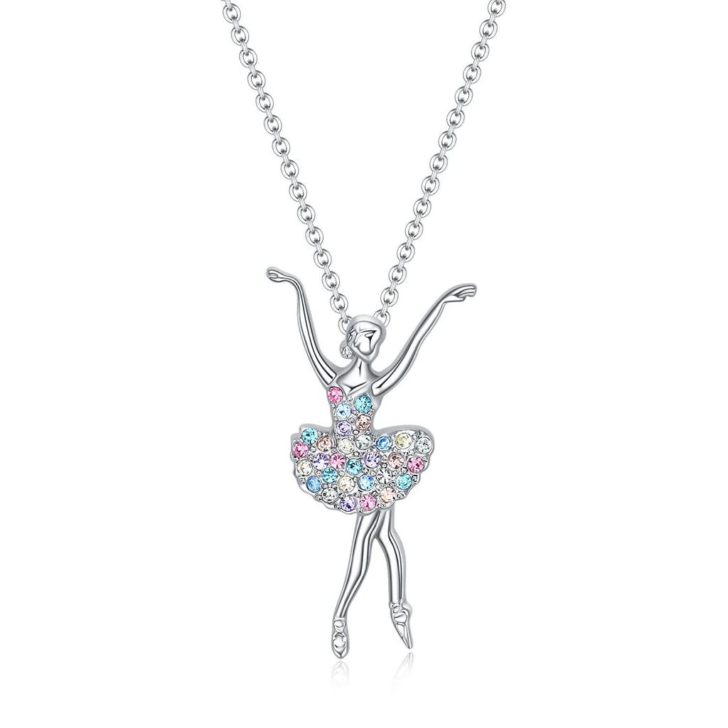 Colorful Alloy Dancing Girl Necklace for Women