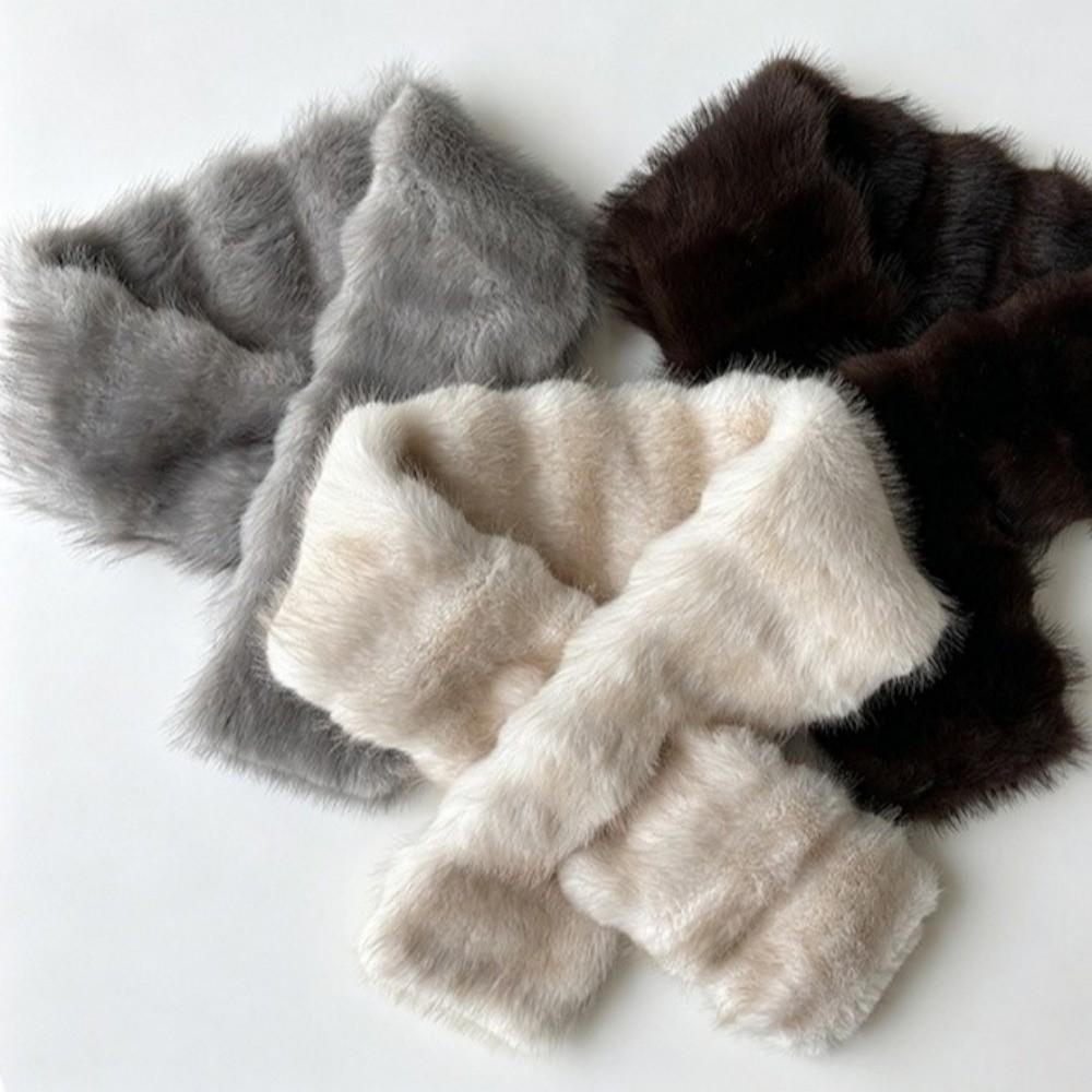Windproof Winter Hat Scarf Set Thick Fur Snood Scarf Fashion Faux Fur Hat Scarf Set  Skiing Holiday