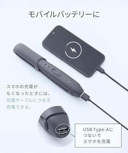 SALONIA Cordless Straightener, 12mm, Hair Iron, Mobile Battery Operated, Lightweight, Bangs, SAL25119GR, Gray