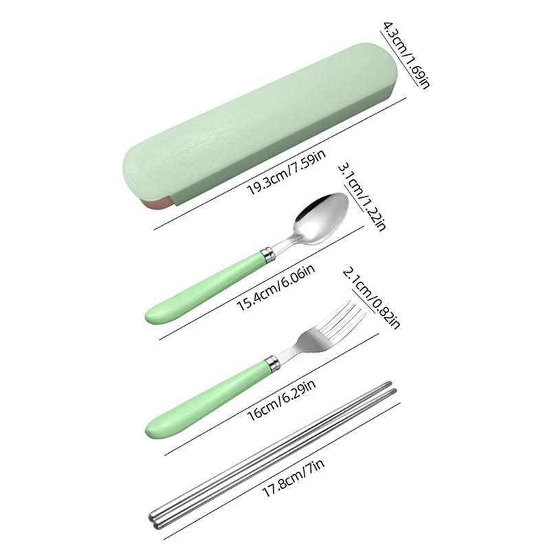 Stainless Steel Portable Cutlery Set Outdoor Camping Fork Spoon And Chopsticks Three-Piece Set