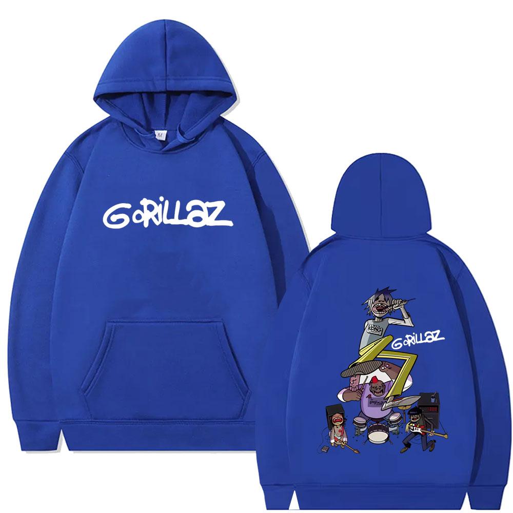 Rock Band Gorillaz Graphic Hoodie Men Women Fashion Vintage Oversized Streetwear Unisex Casual Fleece Cotton Pullover Hoodies