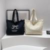 Nylon Canvas Large Capacity Tote Bag With Zipper Closure For Daily Use