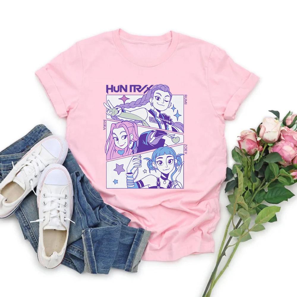 Kpop Lovci démonů Tričko Dárek pro milovníka korejského popu Kpop Huntrix Tričko Ležérní s krátkým rukávem Dámská trička Streetwear Dámské topy