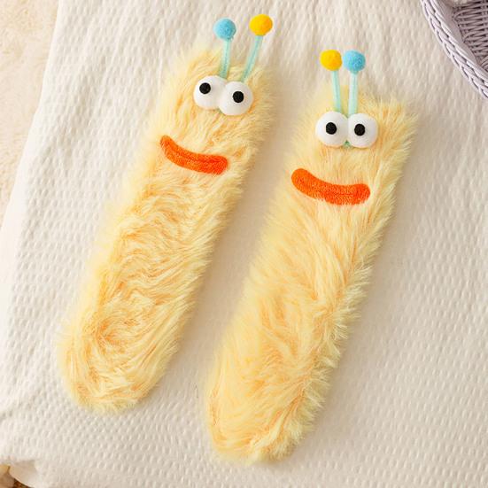 Urocze Puszyste Skarpety Przytulne Ciepłe Miękkie Skarpety z Dużymi Oczami Długowłose Zabawne