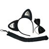 3Pcs Adorable Cat Ear Cosplay Props Set One Size Fits Most Stretchy Headband for Kids Party Favors Performance Costumes