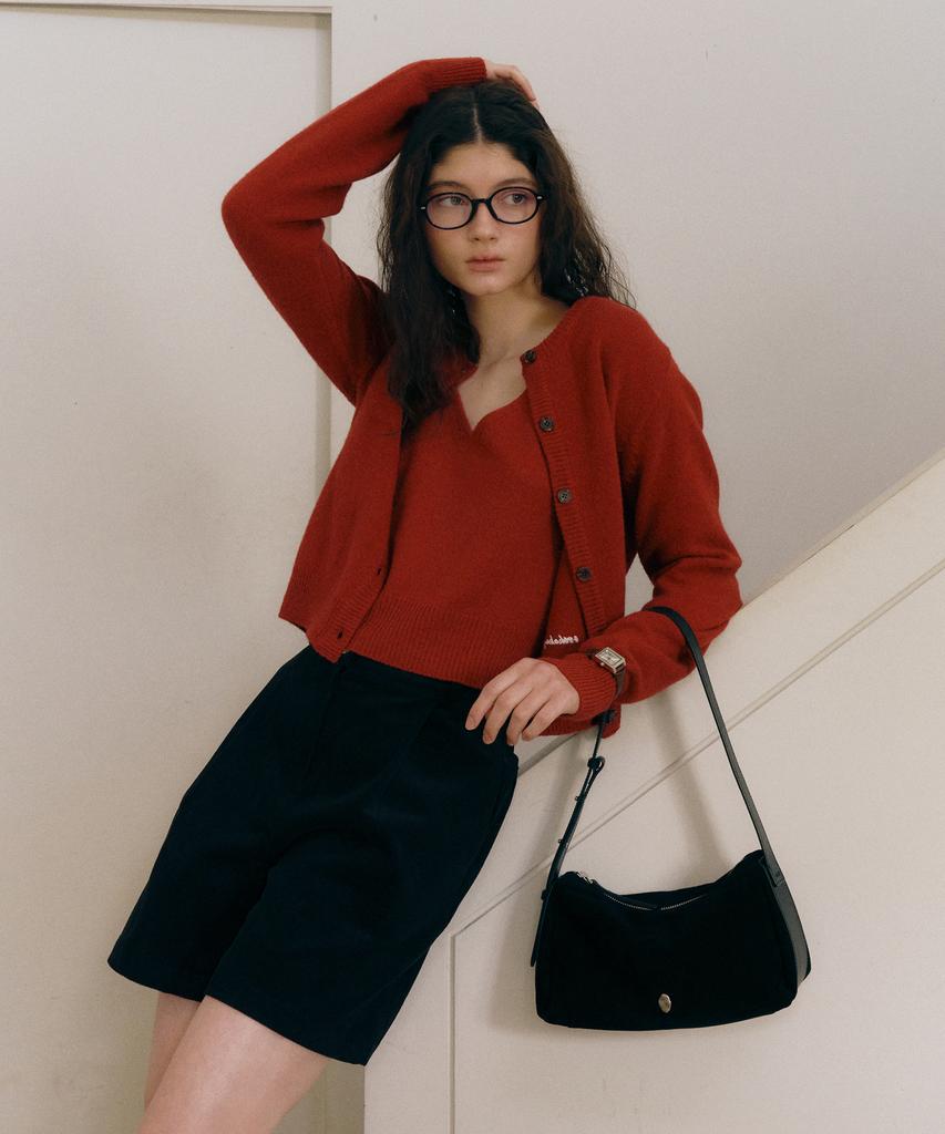 OSTKAKA Merino Wool Blended Twin Set Red