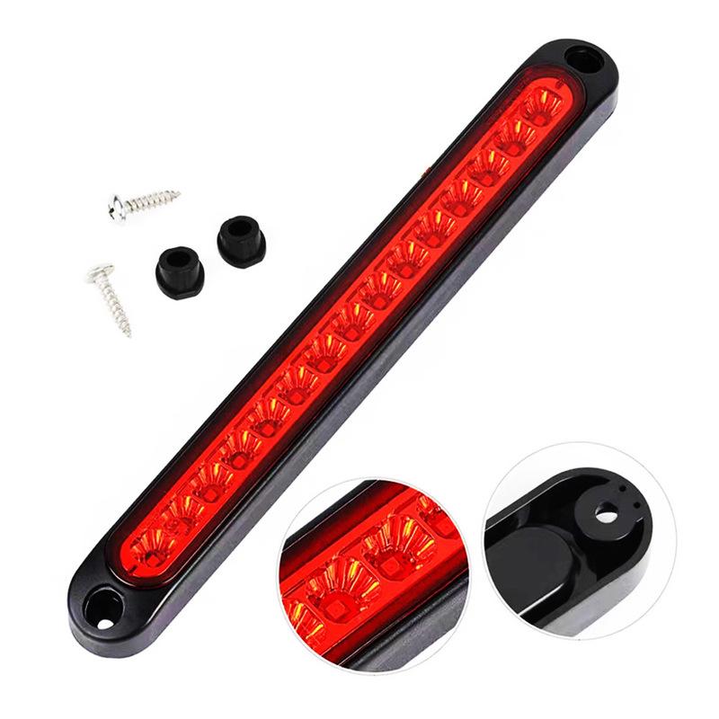 1pc 12V/24V 15-LED Strip Taillights, Multi-Function Brake Turn Signal Stop Warning Parking Lights for Rear Windscreen & Side