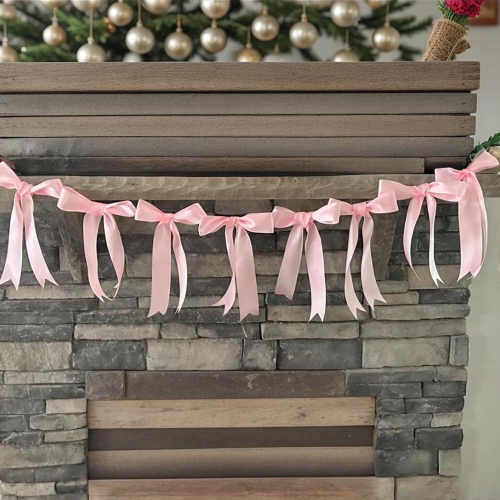 5 Stück Schleifengirlanden Deko für Junggesellinnenabschied Dekorationen Satinband Coquette Tisch Geburtstagsfeier Girlande Schleifdeko Banner Schleifengirlandenbanner