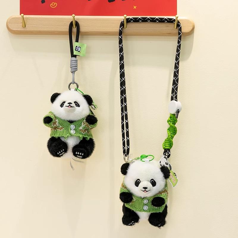Yirongfang Dressing Panda Mobile Phone Clip Doll Plush Doll Cartoon Cute Panda Creative Mobile Phone Hanging Decoration