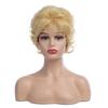 Women Light Golden Wig with Bangs Natural Blonde Hair Short Curly Fluffy Wigs Daily Party Cosplay Heat Resistant Fibre