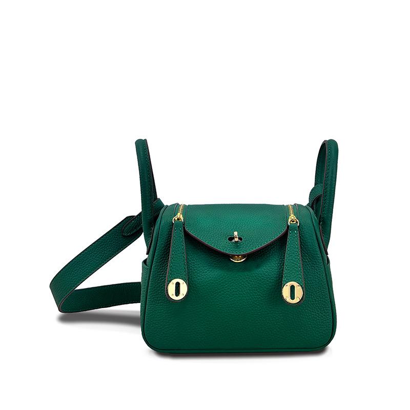 New Mini Lindy Bag 19cm (NO LOGO) Genuine Leather Boston Bag Real Cowhide Fashion Versatile Women Single Shoulder Crossbody Handbag