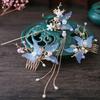 Fresh Headdress for Han Chinese Clothing Handmade Blue Hair Comb Hairpin/Hair Accessories Combination Set Retro-Style