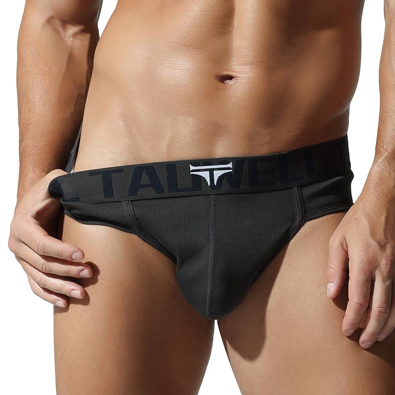 

SEOBEAN Чоловічі труси-сліпи низької посадки в рубчик з кишенькою для виступу та комфортом, що облягають стегна XL темно-сірий