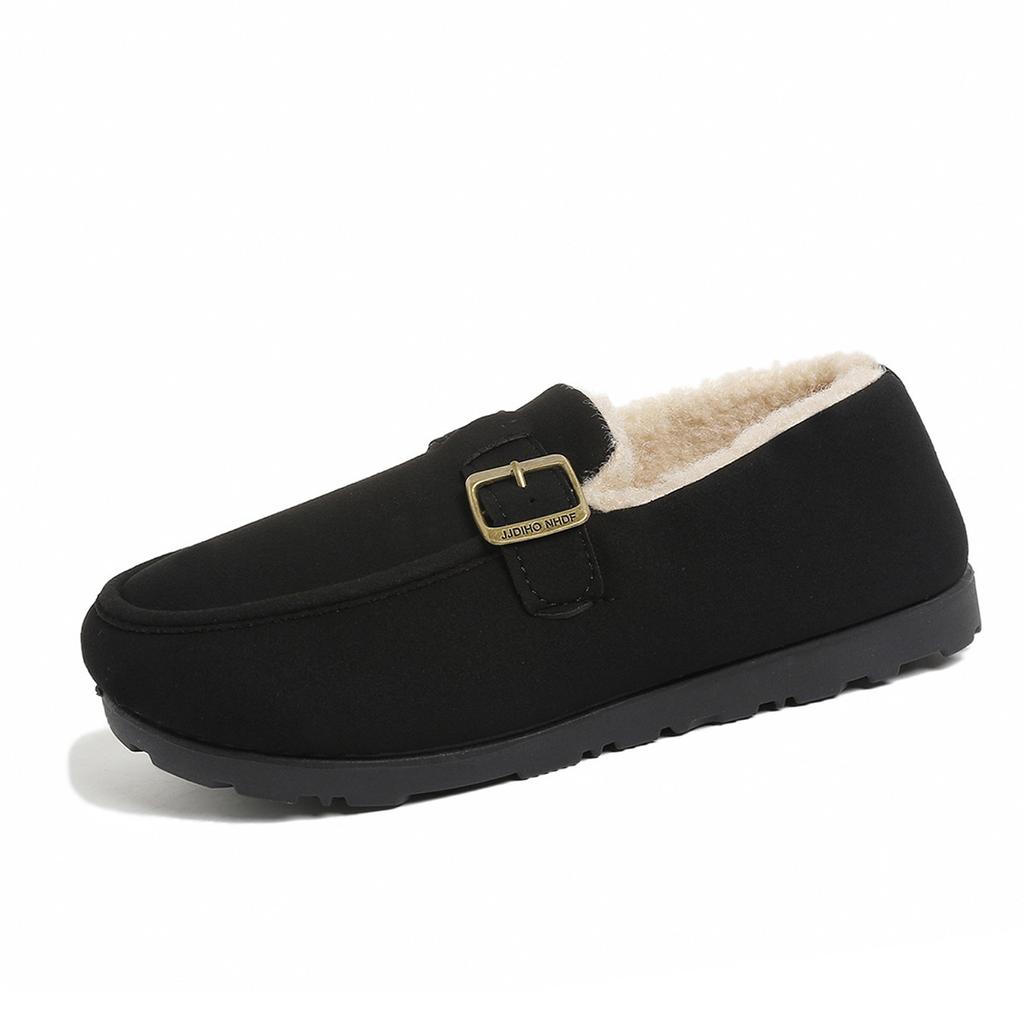 Large size autumn and winter lazy loafer cotton shoes women's plush lining non-slip and versatile outer wear warm snow boots