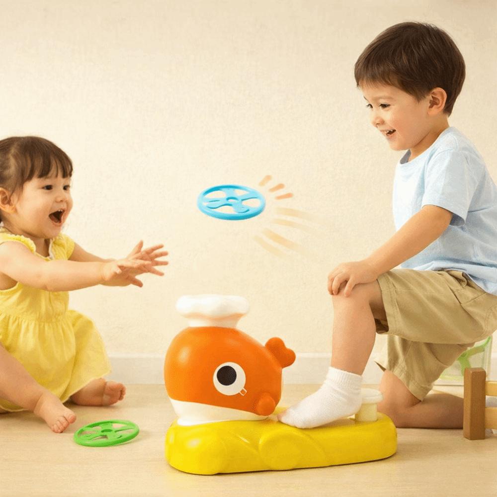 Foot Launcher Whale Jet Propulsion Toy Soaring Propeller Flying disc launcher  Children Toy