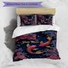 Poisson Koi Fleur Personnalisé Nom Texte Impression 1 Pièce Ensemble de Literie Housse de Couette Avec Deux Taies d'Oreiller Linge de Lit Doux Pour Chambre à Coucher Domestique