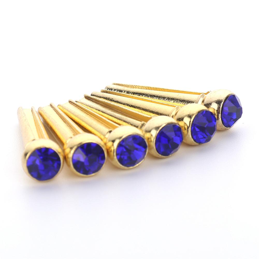 6 pièces Chevilles de Guitare avec Incrustations de Pierres de Cristal Chevilles de Cordes en Métal pour Guitare Acoustique