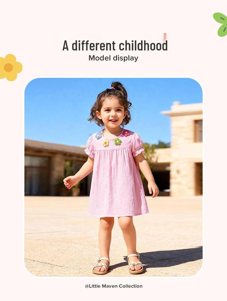 European and American Style Summer Floral Dresses for Girls