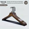 5 Pezzi Grucce Premium in Legno con Finitura Lucidante - Antiscivolo, Design Scanalato per l'Esposizione dei Capi - Ideale per Casa, Negozi di Abbigliamento