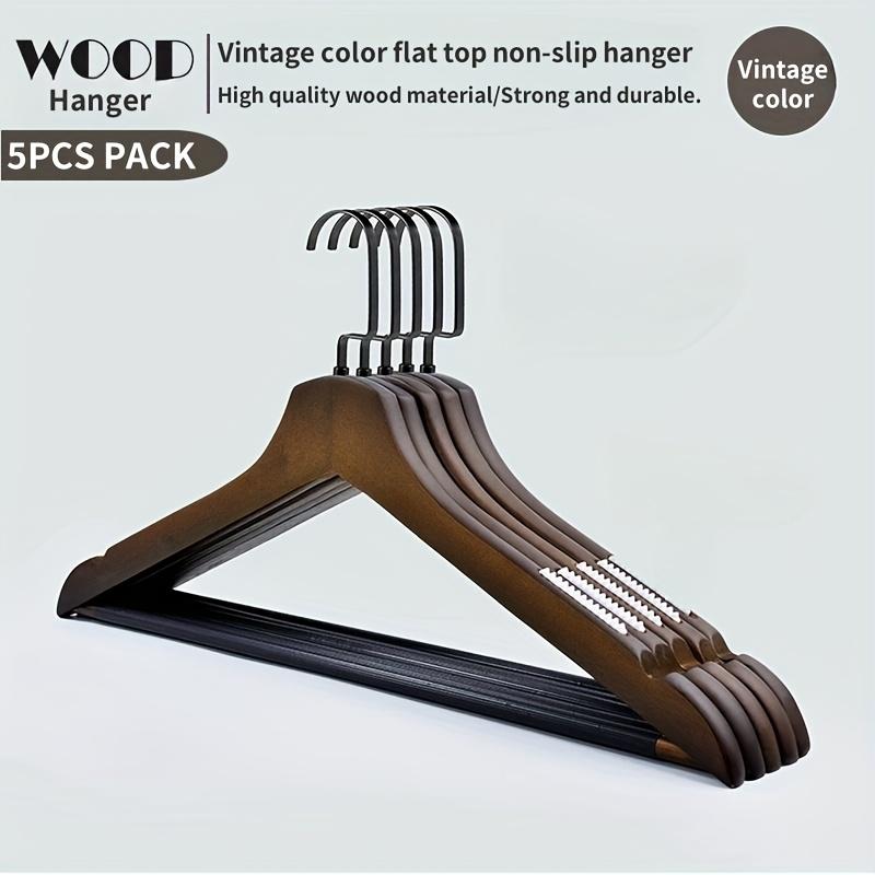 5 Pezzi Grucce Premium in Legno con Finitura Lucidante - Antiscivolo, Design Scanalato per l'Esposizione dei Capi - Ideale per Casa, Negozi di Abbigliamento