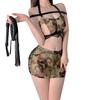 Sexy lingerie hot backless camouflage policewoman cosplay sexy bondage split hip skirt uniform