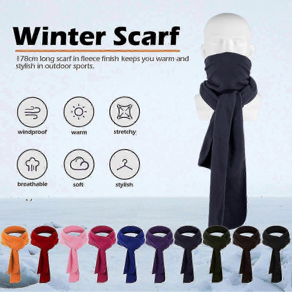 Unisex Long Fleece Scarf Lightweight Neck Warmer