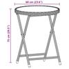 3 Piece Bistro Set with Cushions Black Poly Rattan and Glass