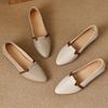 Women's Soft Leather Flat Shoes, Shallow-mouth Pointed-toe French Leather Shoes