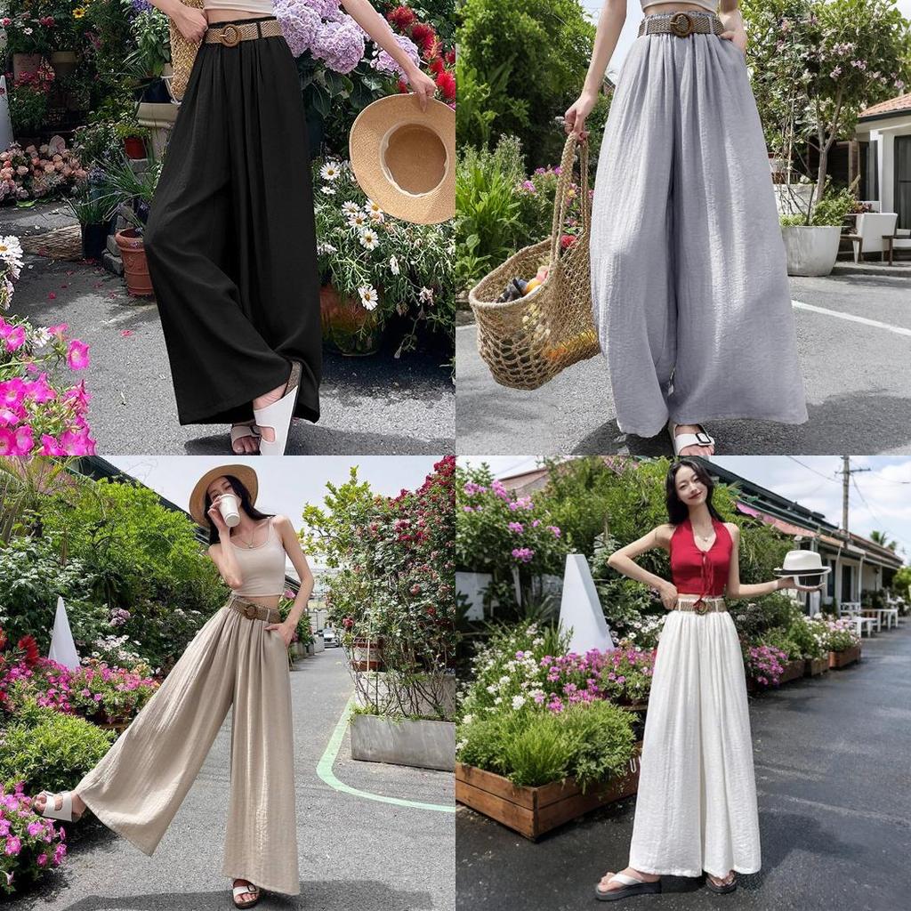 Tencel Leinen Weite Hosen mit leichtem Kühlstoff für lässige Damen Sommerkleidung