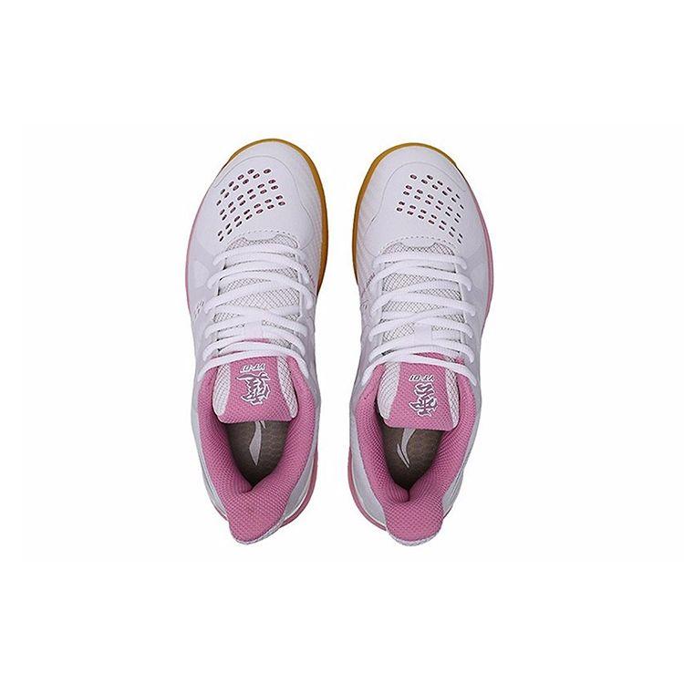 Li Ning Cool Shark EVA Rubber Cushioning Shock Absorption Breathable Wear-Resistant Non-Slip Low-Top Badminton Shoes Women Shoes Pink White AYAR034-2