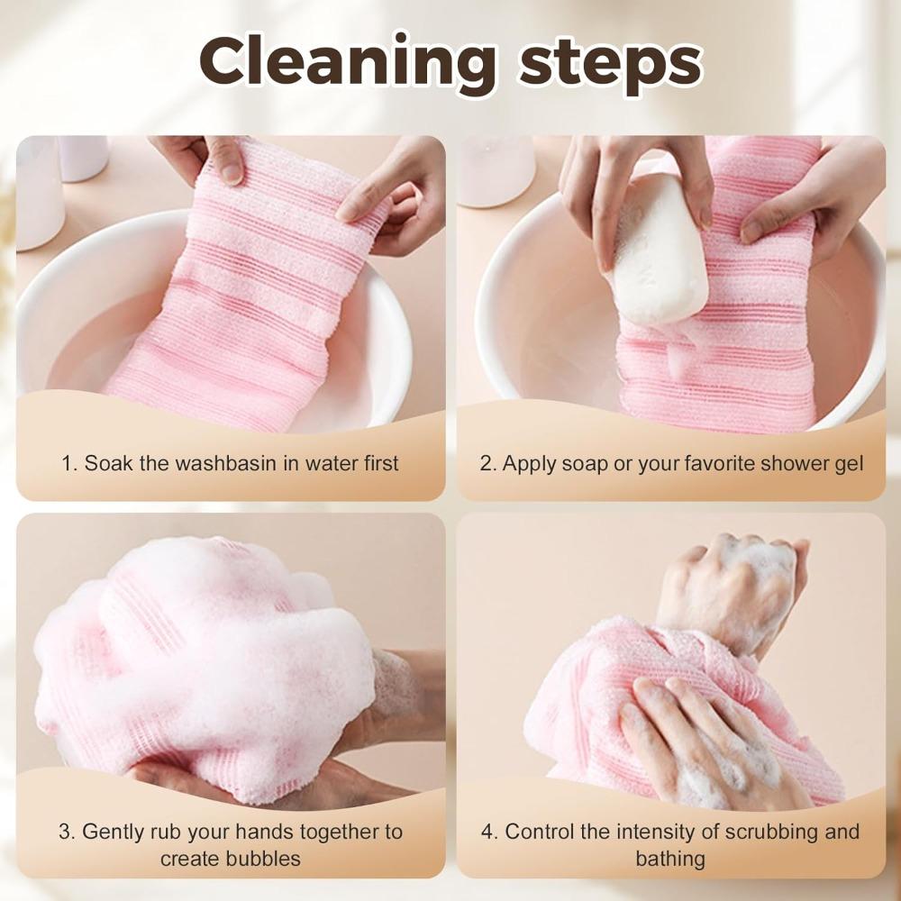 Exfoliating bath towel, 2026 new style, exfoliating back scrub towel, suitable for body and face, reusable exfoliating back scrub towel (3-pack-A)